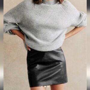 Sezane Elegant Black leather Women's Harlow Skirt size 36 / US4